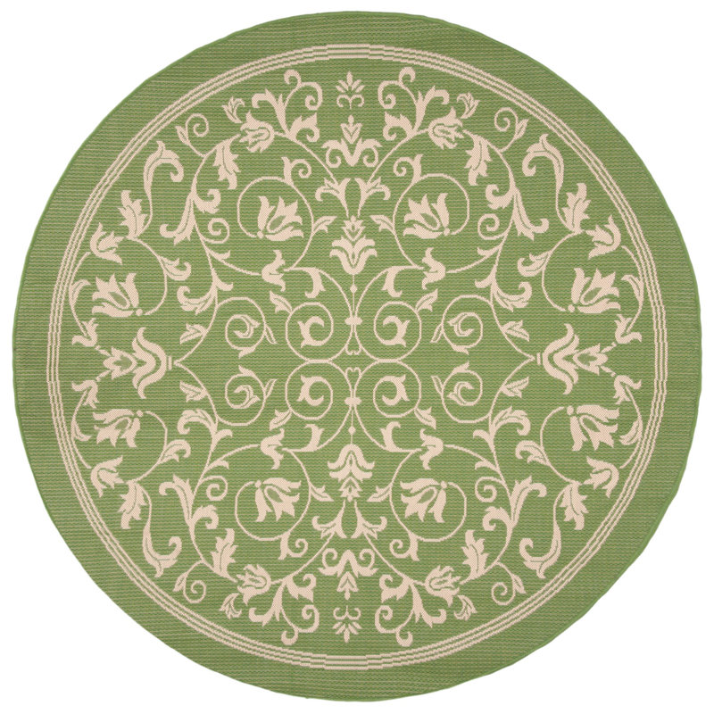 Tapis d'intérieur / extérieur à motif floral Galena Performance, Rond 7 pi 1 po
