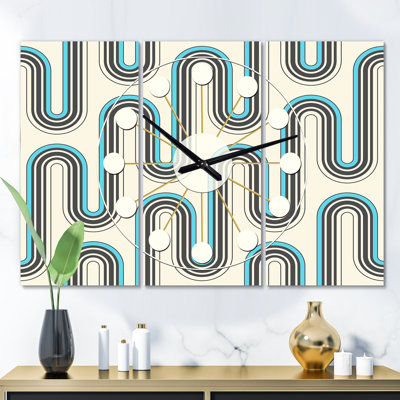 Très grande horloge murale abstraite à géométrie réduite à iv Mid-Century