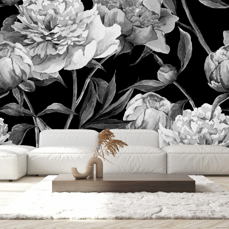 Murale pivoines, L 10,42 pi x L 10,42 pi, Vinyle