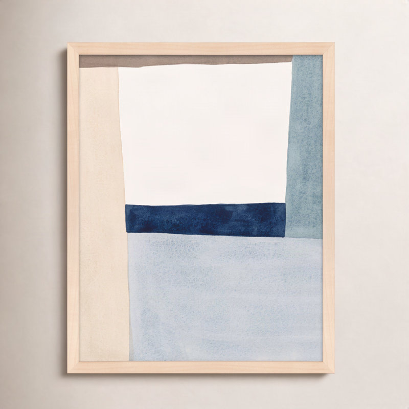 Composition in Blue 2 par Julia Balfour - reproduction de cadre photo, H 30 po x l 24 po x P 1,25 po, Papier avec cadre beige