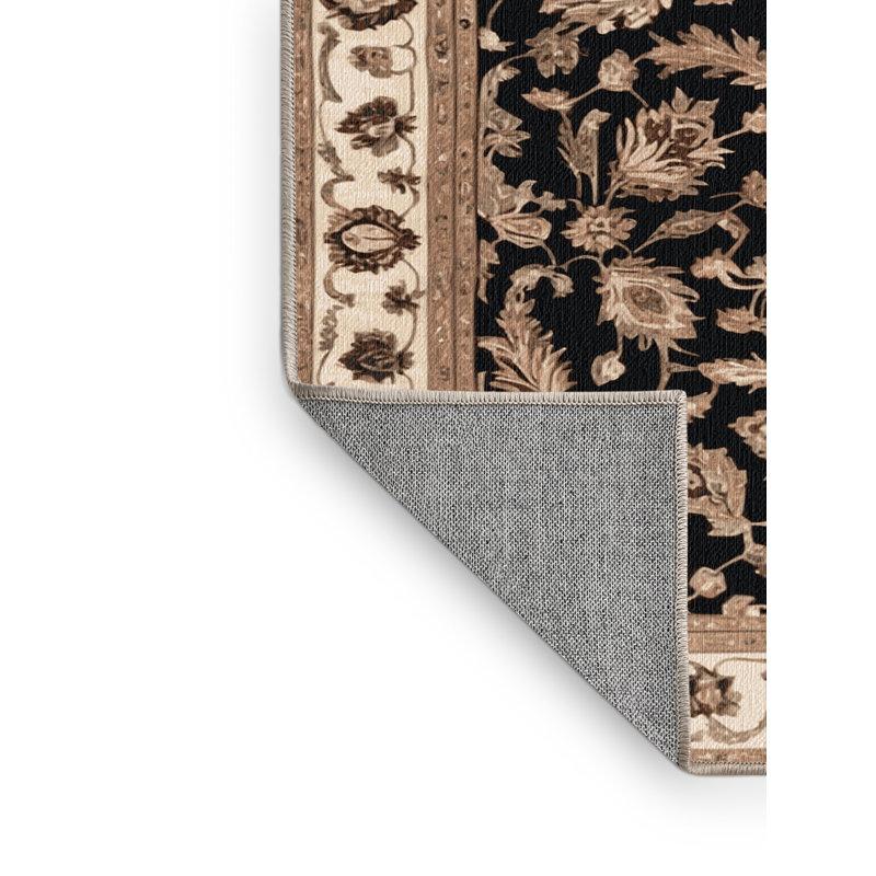 Tapis beige lavable à la machine, Rond 3 pi