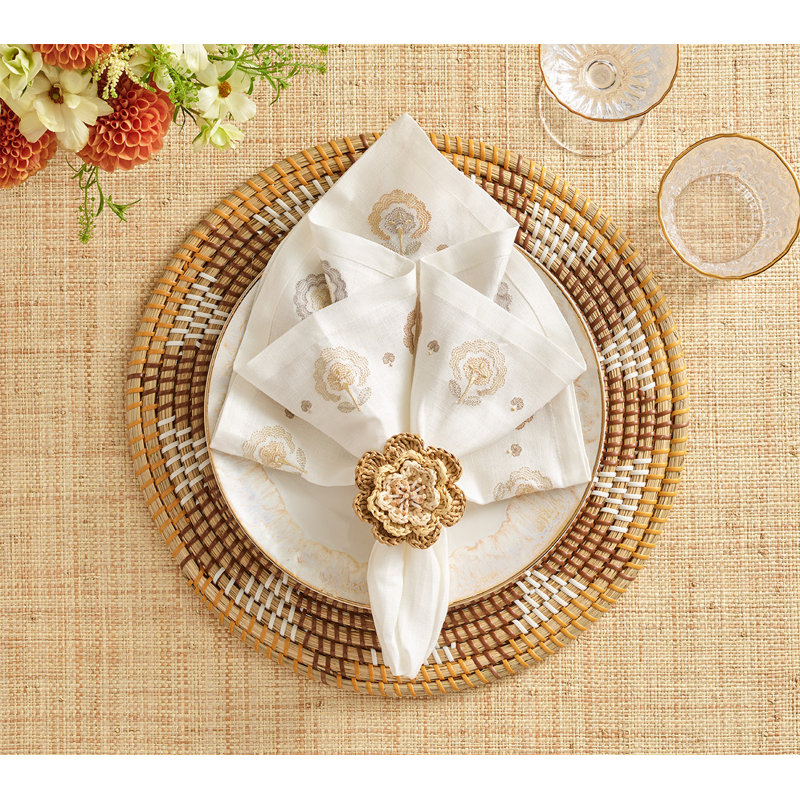 Carnation Napkin, White/Gray/Natural