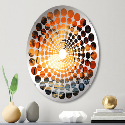 Tangerine Twilight Tropical Tranquility Sunset - Miroir décoratif à pois radiaux | Ovale