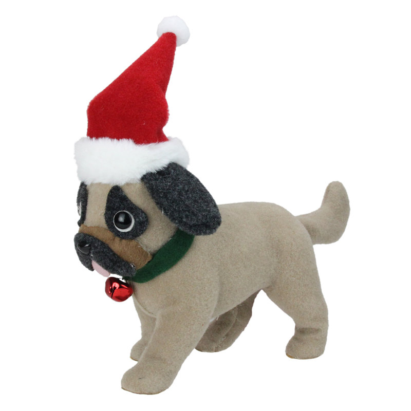Décoration de Noël en peluche brun et gris 13,25 "avec chapeau de père Noël
