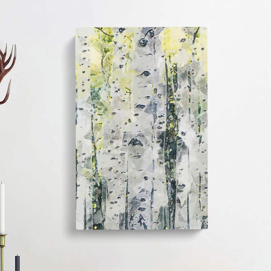 A Yellow Birch Tree Forest In Abstract - Wrapped Canvas