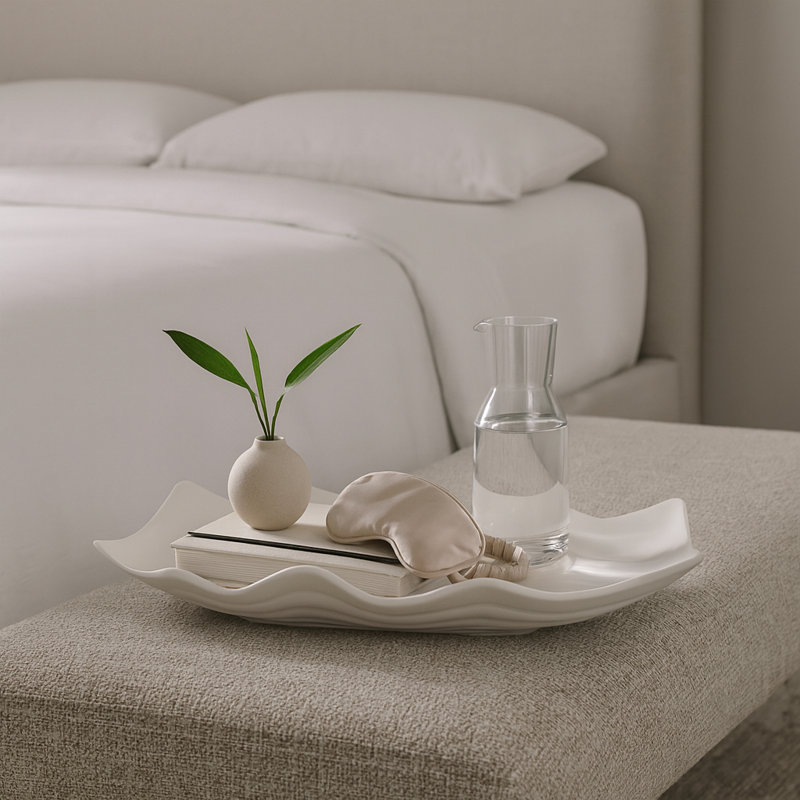 Très grand plateau décoratif abstrait pour repose-pieds Aaron Wavy - Modern Home Decor
