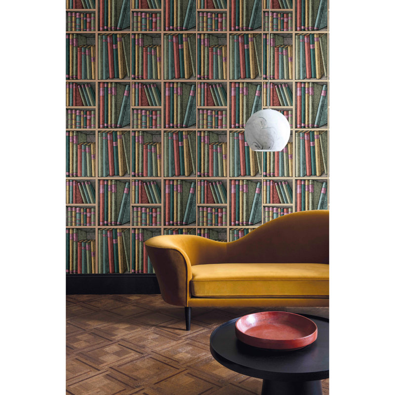 Ex Libris Wallpaper Roll, Oat/Charcoal