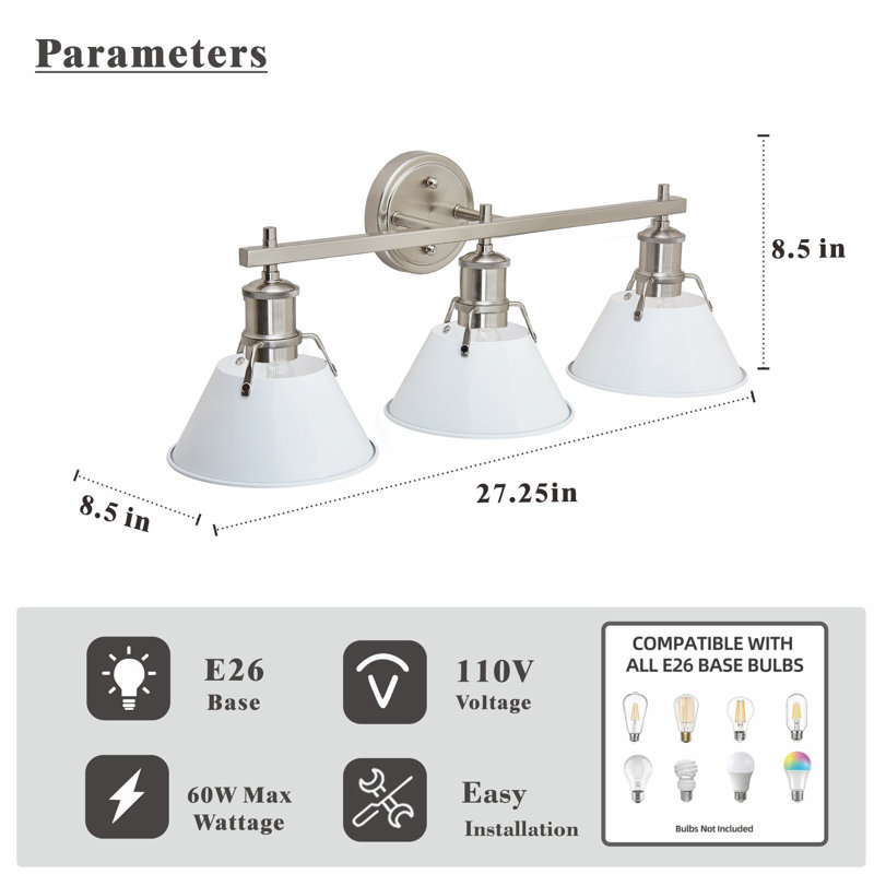 Éclairage pour meuble-lavabo à 3 lumières à intensité variable