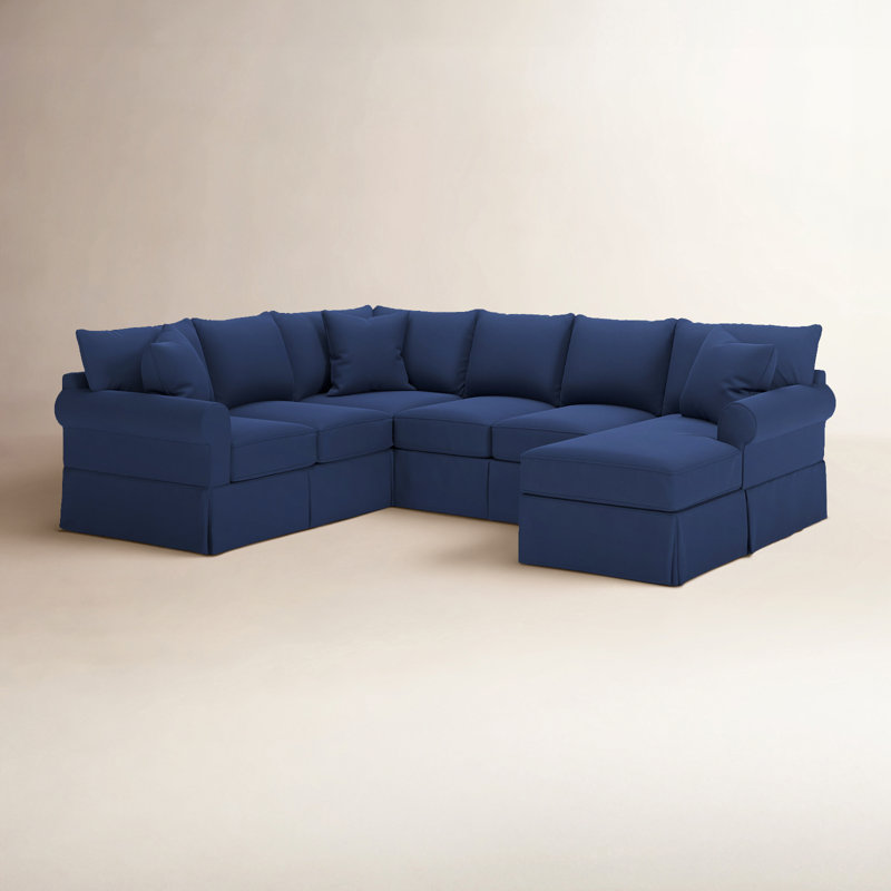Amari Slipcovered U-Shaped Sectional, Right Hand Facing, Canvas Navy Sunbrella® Canvas