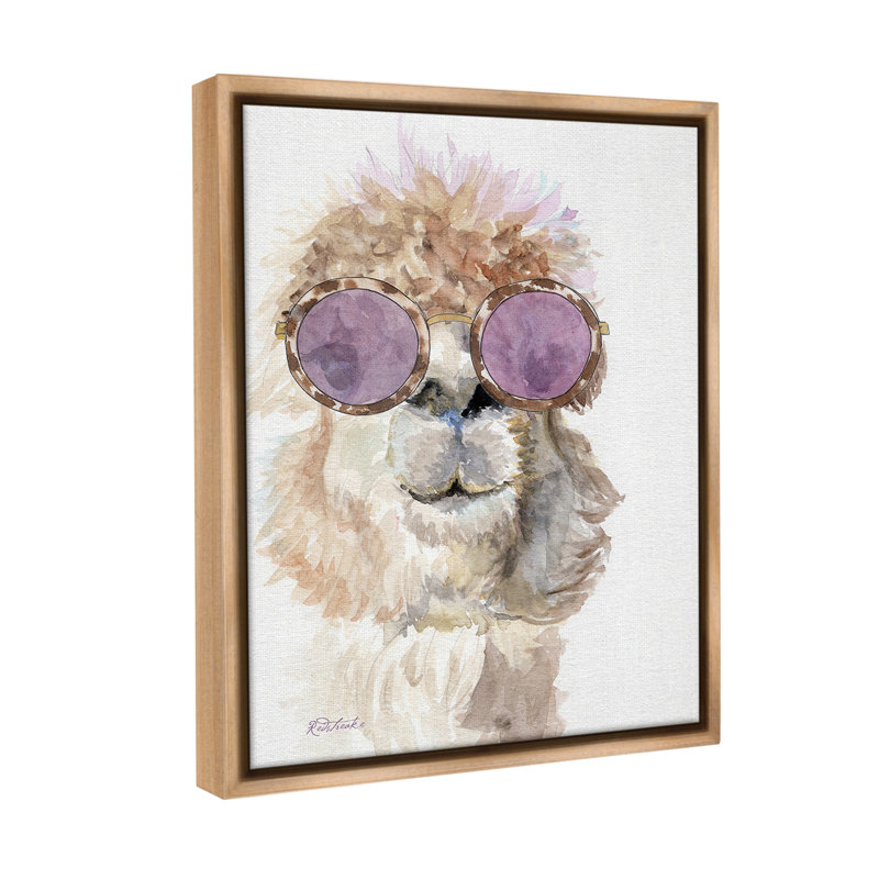 «Fashionable Alpaca Portrait» sur, Cadre flottant orme Montalcino, H 21 po x l 17 po