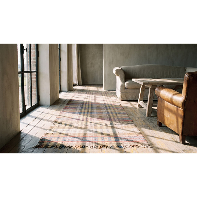 Antique American Rag Rug Hallway Runner Wool &amp; Cotton Multicolor