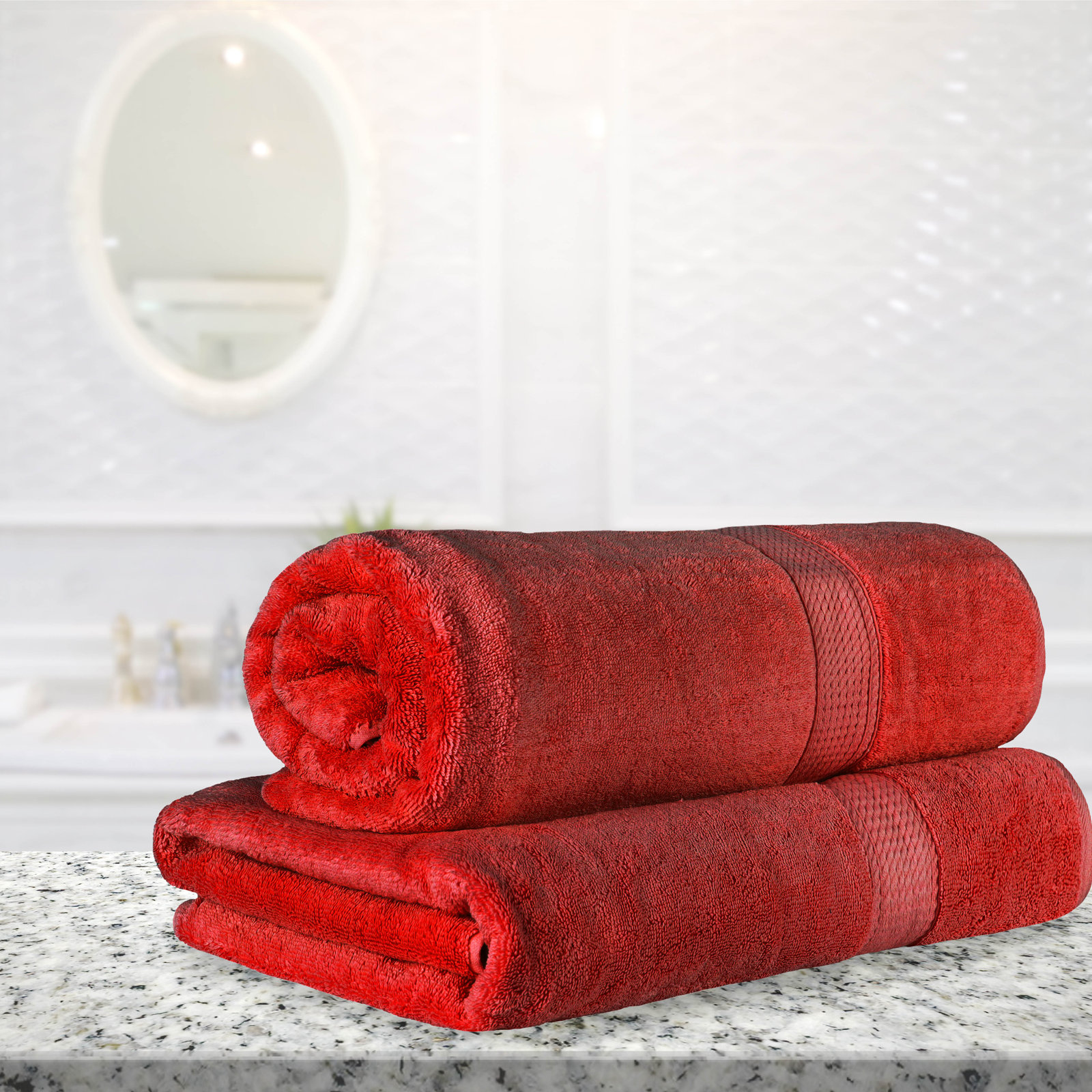 Renata 2-Piece Egyptian Cotton Bath Sheet Set, Red