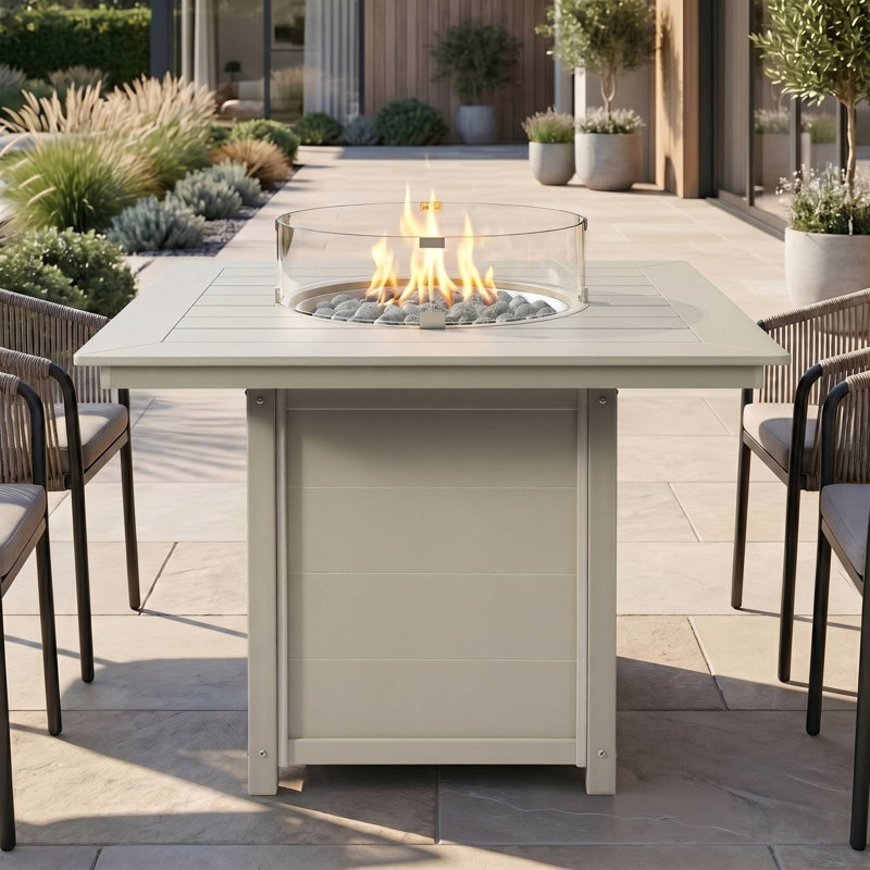 Table carrée avec foyer 42 po, 42.25" H x 42.25" W x 42.25" D, Beige