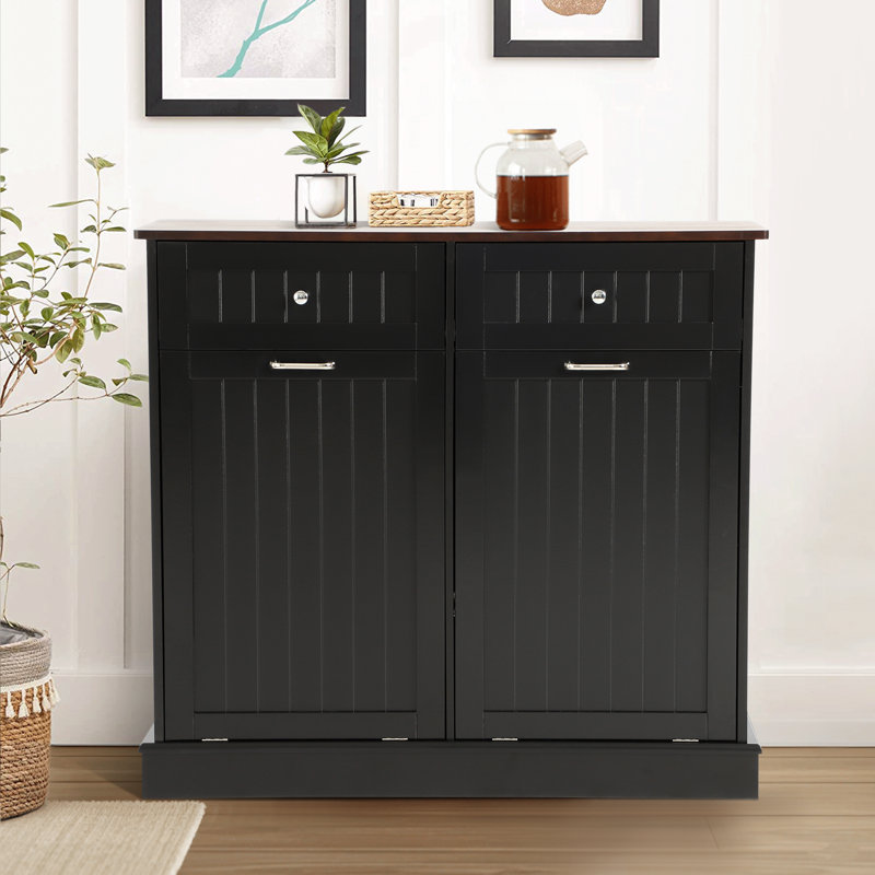 Armoire poubelle inclinable Havant, Noir