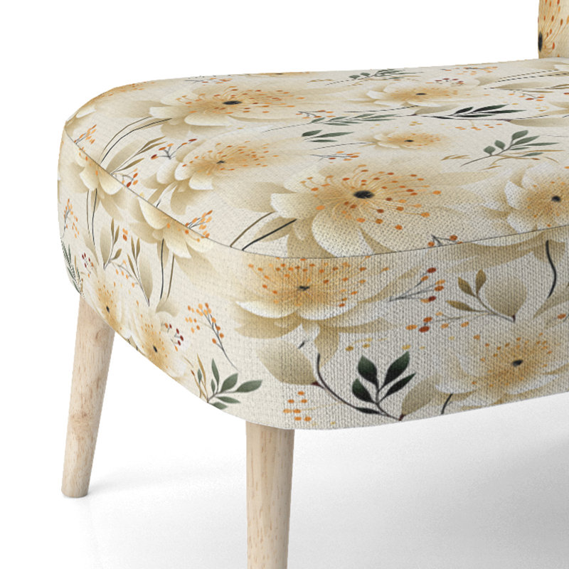 Chaise d'appoint rembourrée blanc Carnation Mandalas Flowers Boho