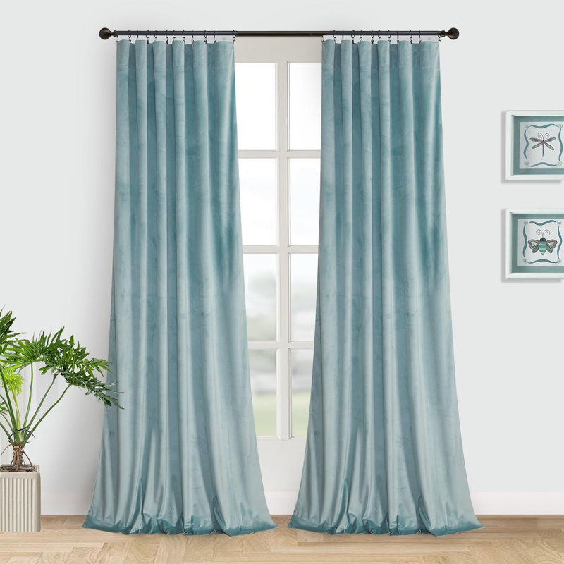 52"W Eggshell Blue 2 Panels Luxury Decor Blackout Curtains Drapes, 132.08cm Width x 305cm Drop