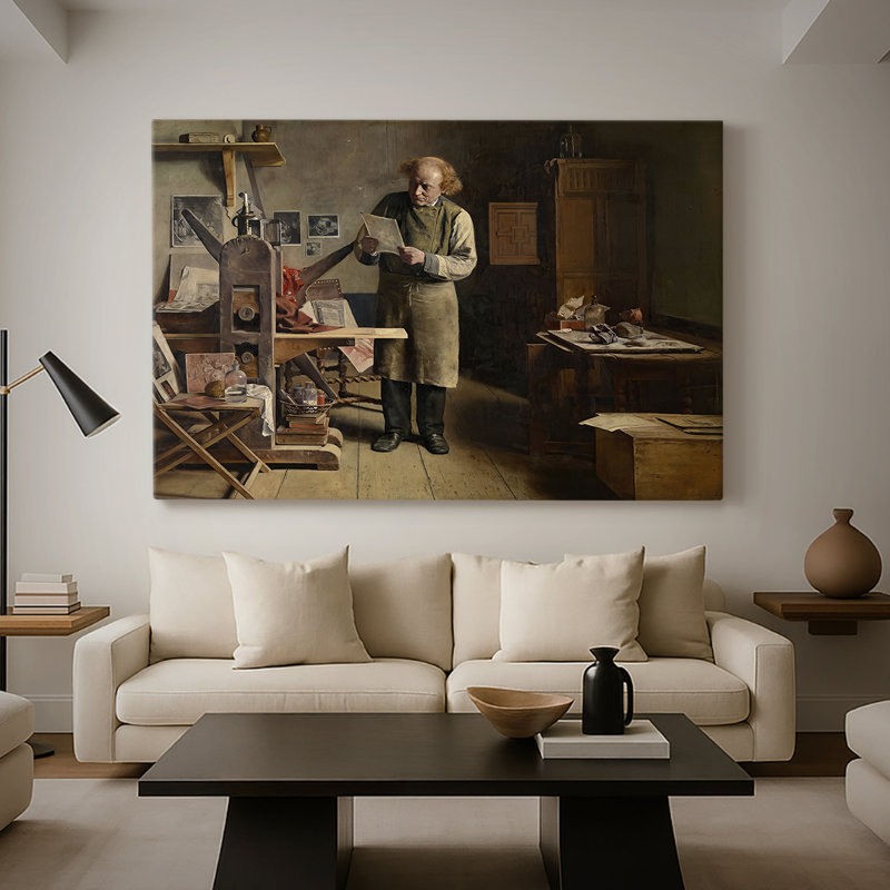 Le graveur (De graveur) -Henri de Braekeleer-Toile tendue avec châssis-c. Fin du 19e siècle, 32 x 48