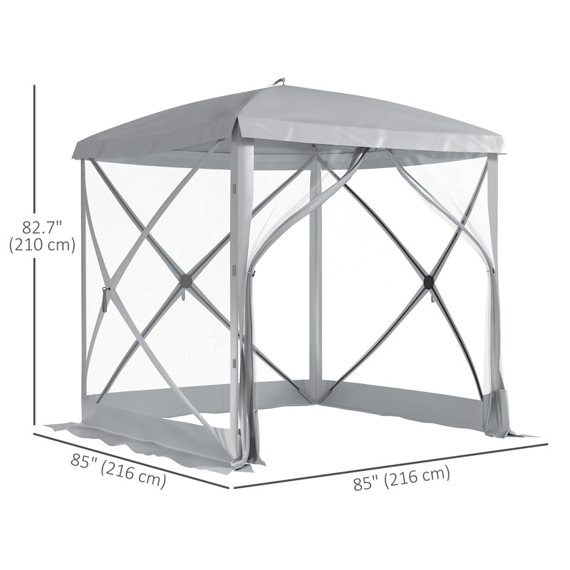 Tente de pop-up avec abri de jardin, Gris clair