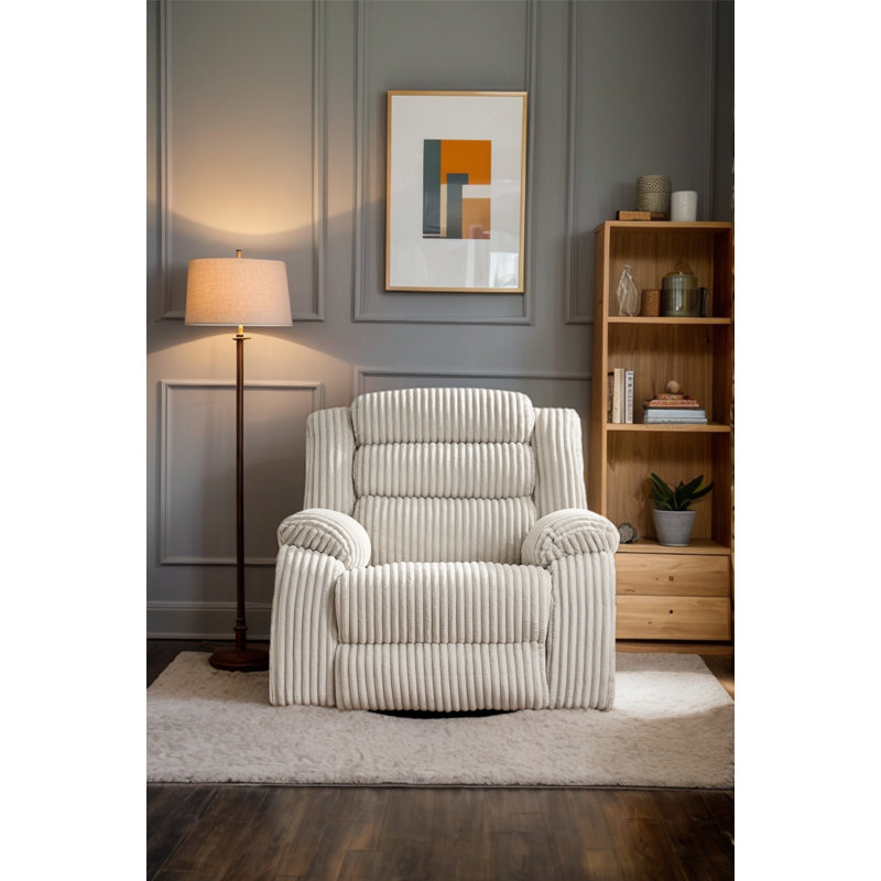 Fabric Recliner With Dual Charging Options, 270° Rotation, 160° Flat-Laying Function, Built-In Massage & Heating Feature - Fall/Winter Style - Boxed Set