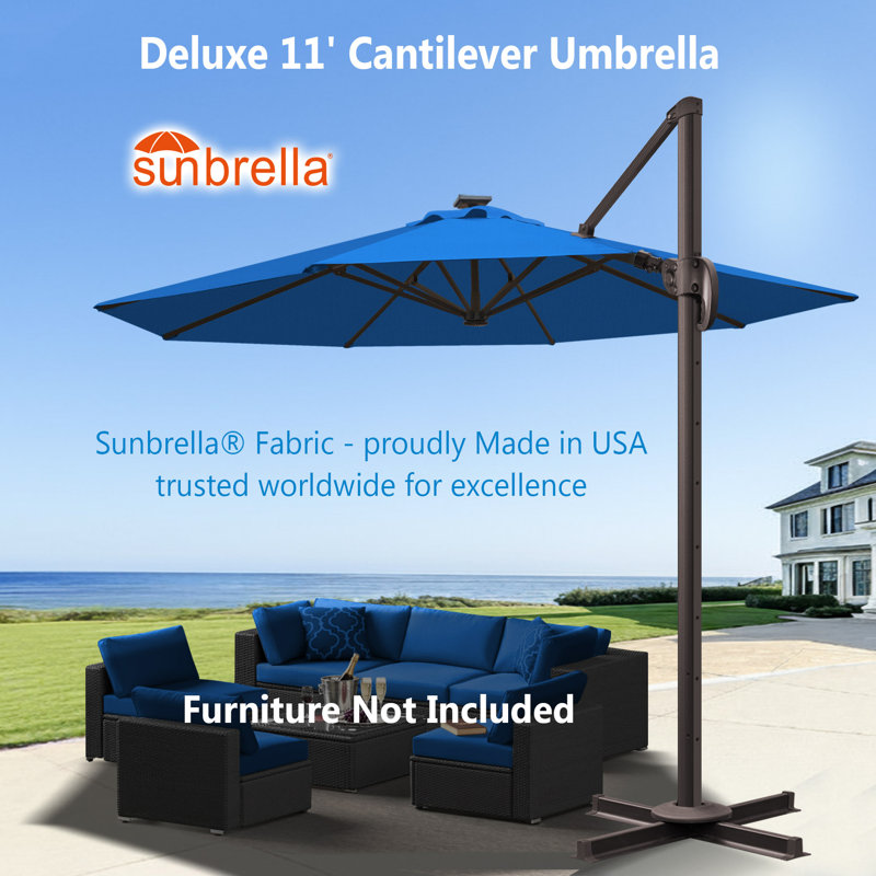 Parasol 11 'Deluxe Sunbrella, Bleu
