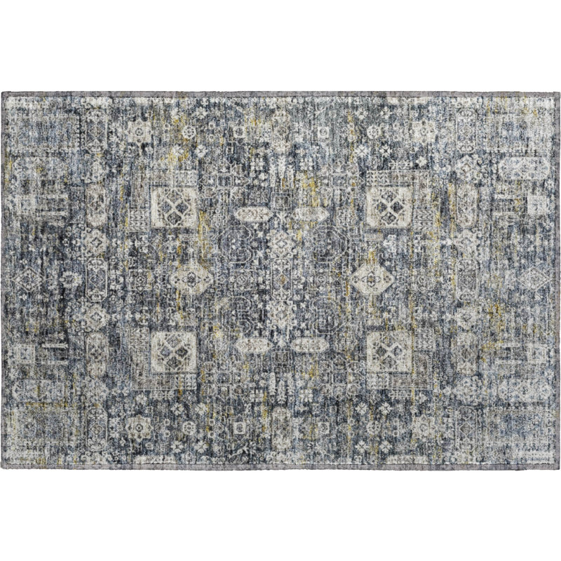 Premium Machine Washable Cerrito Charcoal Rug, Rectangle 1'8" x 2'6"