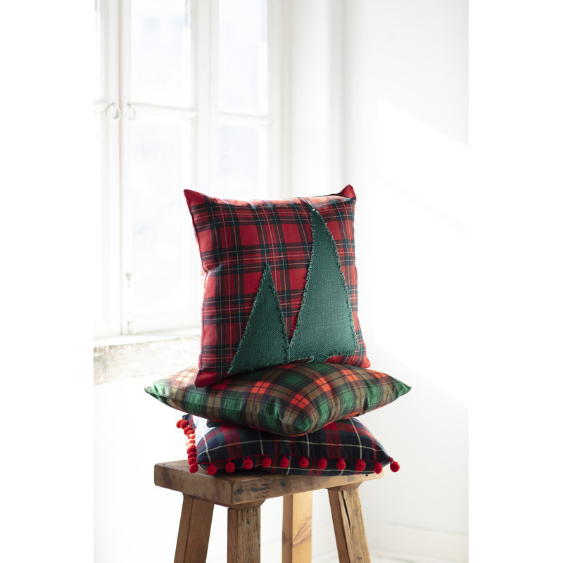 Plaid White Square Cushion