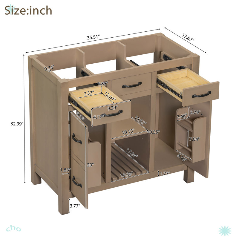 Meuble-lavabo 36 po sans lavabo, Bois