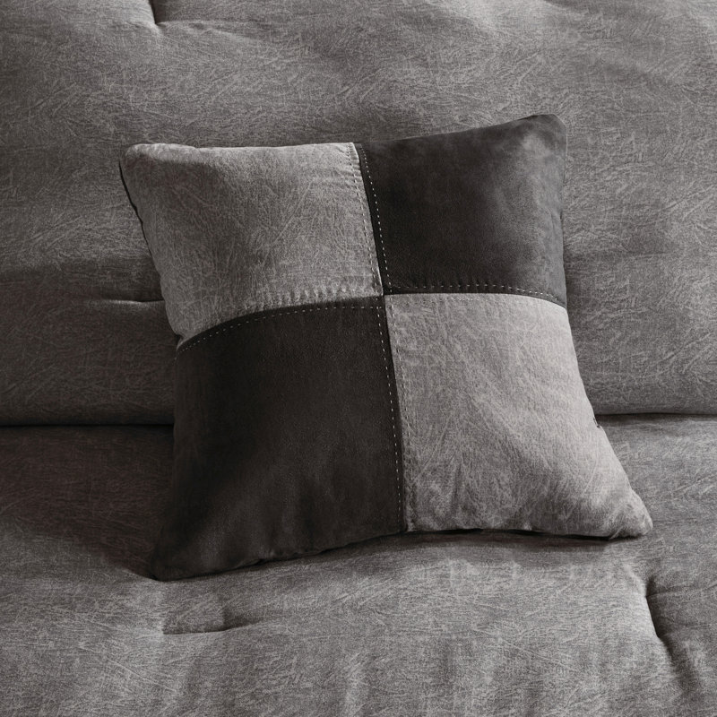 Édredon 7 pièces gris - imitation suède très facile à plisser, Édredon très grand et 6 pièces supplémentaires, Gris
