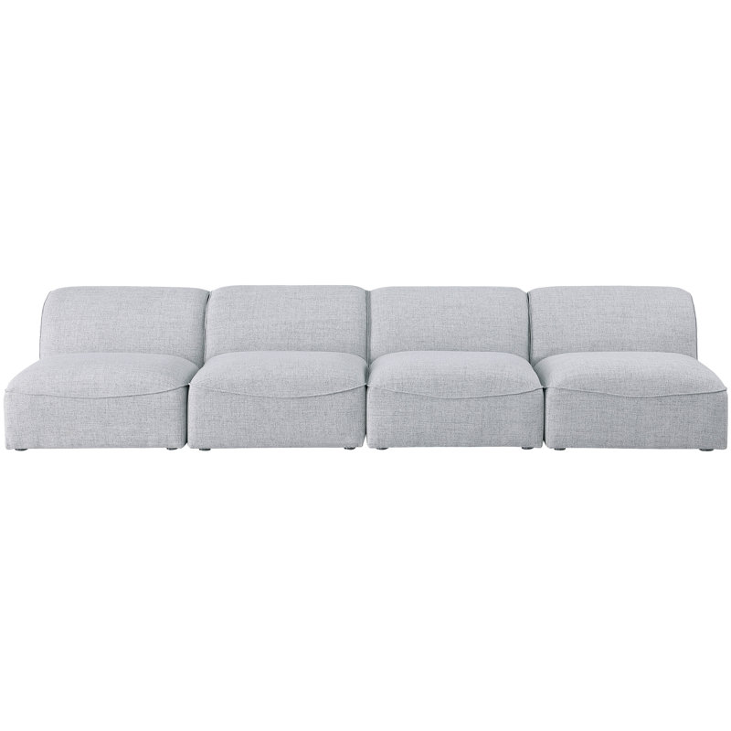 Canapé modulaire en lin durable bleu marine Hollowayville, Tissu gris texturé en lin