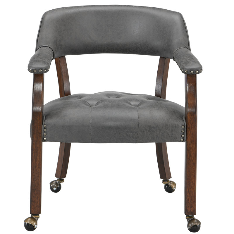 LUMERA Collection Swivel Tufted Arm Dining Chair Poker Chair Gray, Cherry, Gray