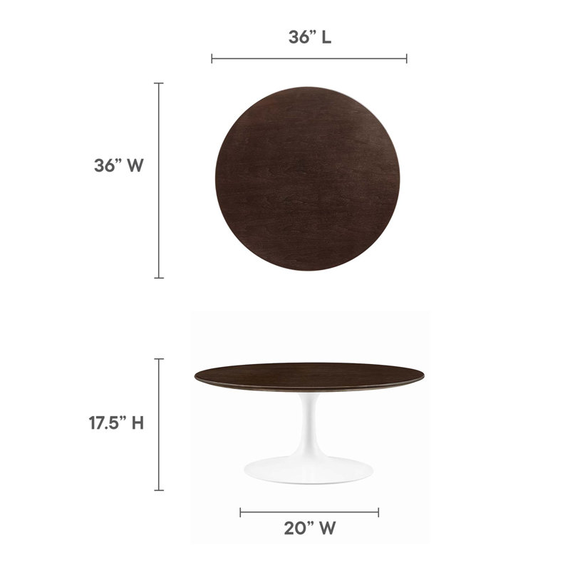 Table basse ronde Lippa, Cerisier, Blanc