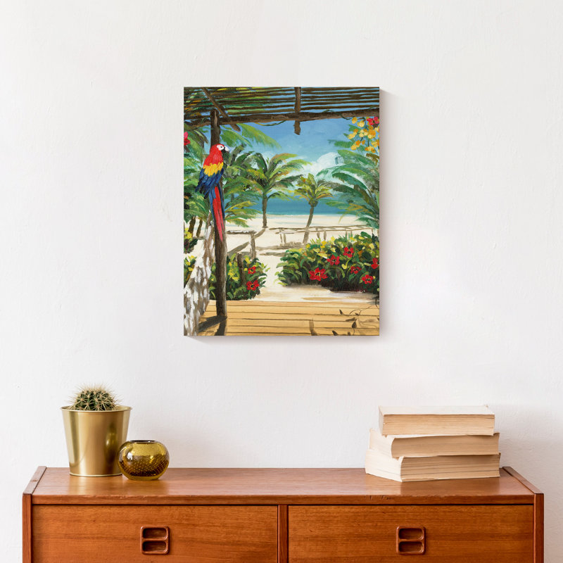 Porche tropical sur toile, H 14 po x l 11 po x P 1,25 po
