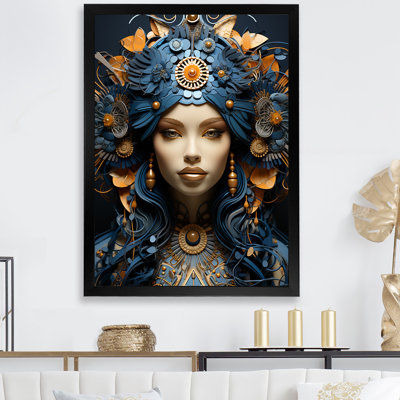 "Portrait d'une déesse dorée et bleue III"