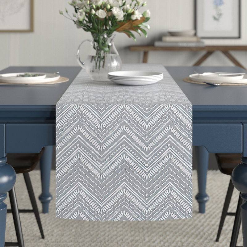 Chemin de table Westrick, Gris, Floral, 90 po x 16 po