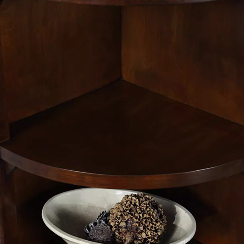 American-style multi-level storage corner cabinet, Walnut