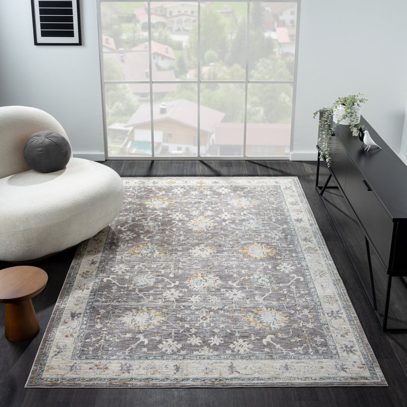 Tapis gris / bleu Roseau Performance, Rectangle 2 pi x 3 pi