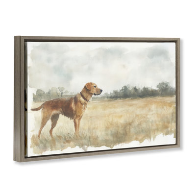 Retriever Dog in Open Field Floating Frame, design by Petal Prints Design