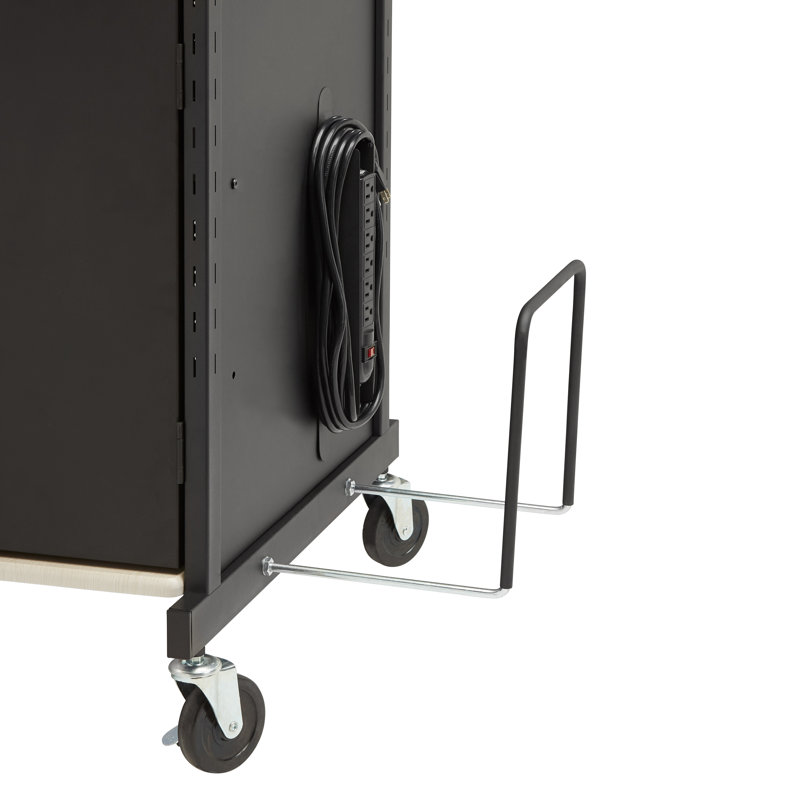 40'' Black Steel and Wood Presentation Cart with Wheels