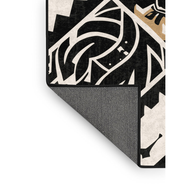 Tapis gris moelleux doux à motif géométrique d'inspiration mondiale Estaugh, 8 x 10