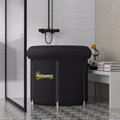 Baignoire, baignoire extérieure froide portable 79 gallons avec couvercle thermo, housse et sac de transport pour la récupération des sportifs et la thérapie par l'eau froide, noir