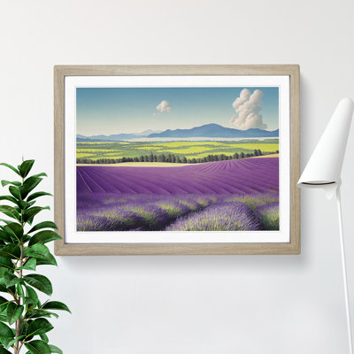 Evolving Lavender Flower Field Floater Frame Painting - Framed Print