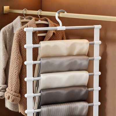 JOYBOS 7-Layer Stainless Steel Pants Rack, Multi-Functional Household Hanger, Storage Artifact for Scarves and Pants, Wardrobe Organizer & Display Rack,2pack