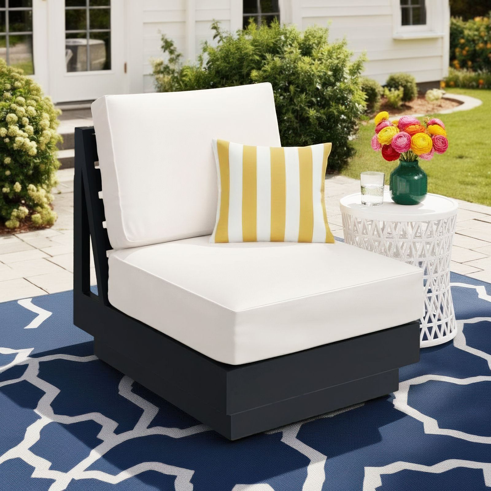 Lucca Metal Outdoor Lounge Chair with Sunbrella Cushions