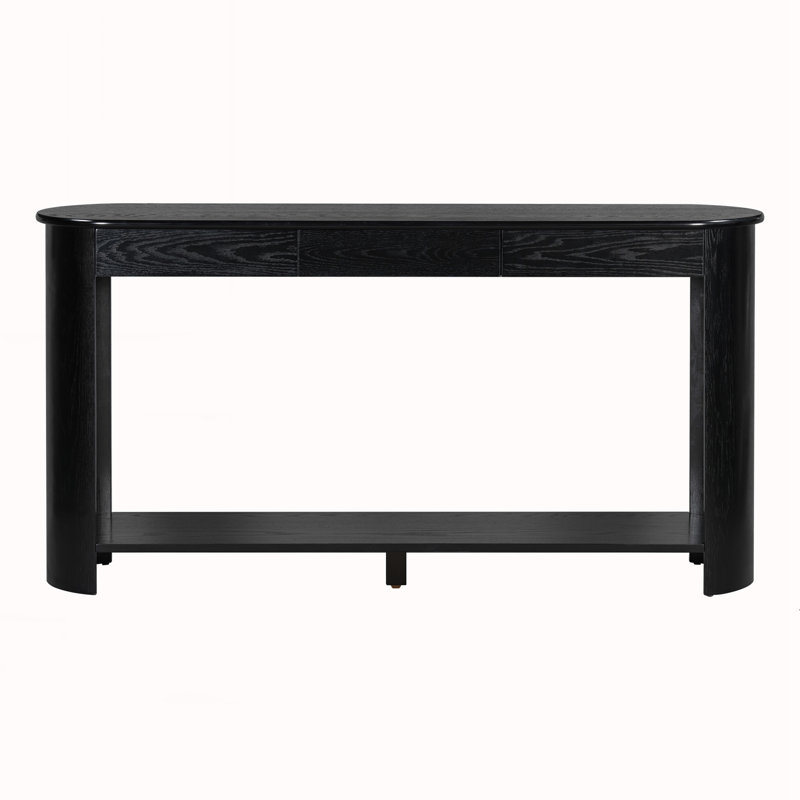 Table de canapé en bois avec conception semi-circulaire, Noir