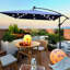 Parasol carré carré 2,5X2,5M avec lumières solaires -, 8 nervures, manivelle, base croisée pour jardin, terrasse, cour, piscine, abat-jour à DEL bleu marine, imperméable, cour de jardin-1253228030