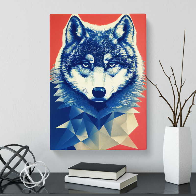 CAN-V0523-2920X Wolf Polygon - Wrapped Canvas Print, 76cm H x 50cm W x 3cm D