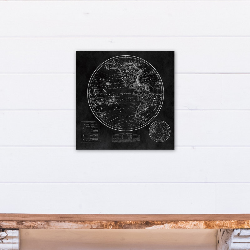 " Round World Map Black "