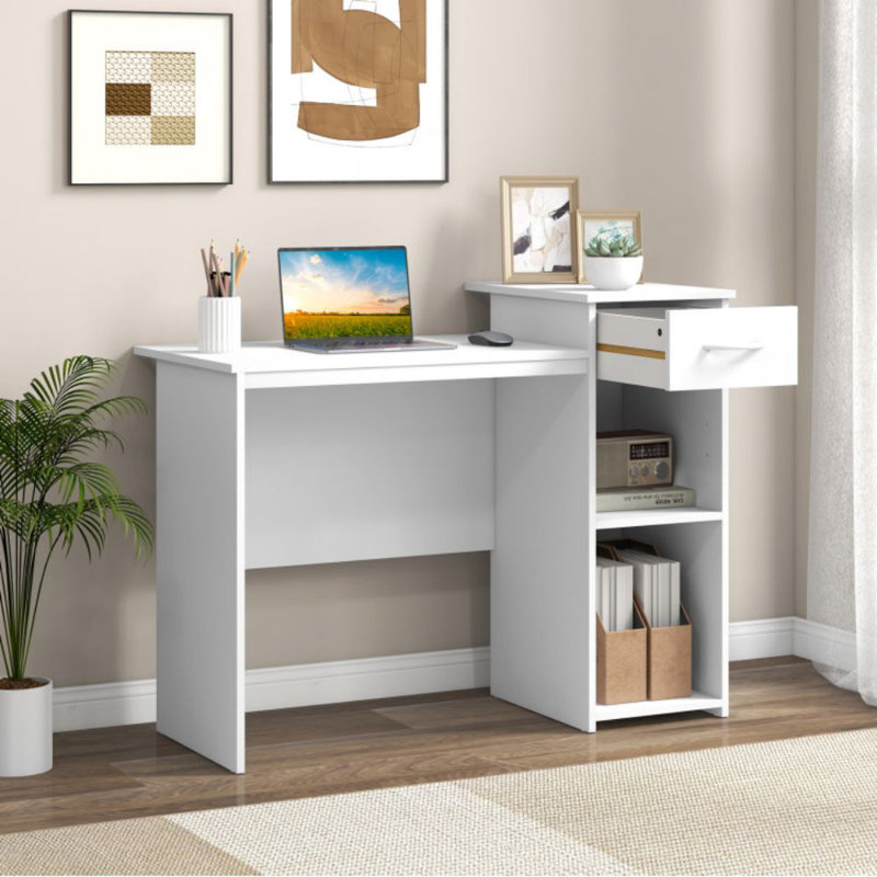 Bureau d'ordinateur avec tiroir Bureau d'ordinateur portable moderne avec tablette réglable et trou pour câbles