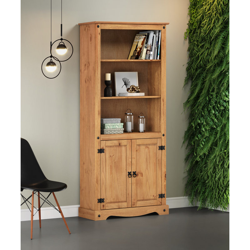 Recdo 170cm H x 75cm W Solid Wood Standard Bookcase, Antique Wax
