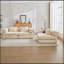 Canapé-lit convertible au sol avec structure de forme fixe, sans assemblage requis, tissu chenille pour le salon et la chambre à coucher, beige-1187957023